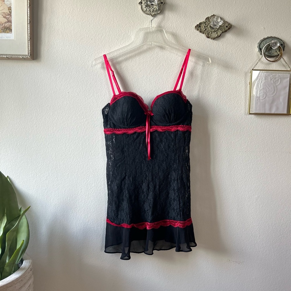 Linea Donatella black lace lingerie nightie, size medium